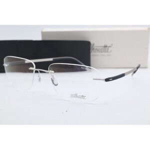 New Silhoutte 5437 00 6051 Cat Eye Black Eyeglasses Clear Lenses 54mm